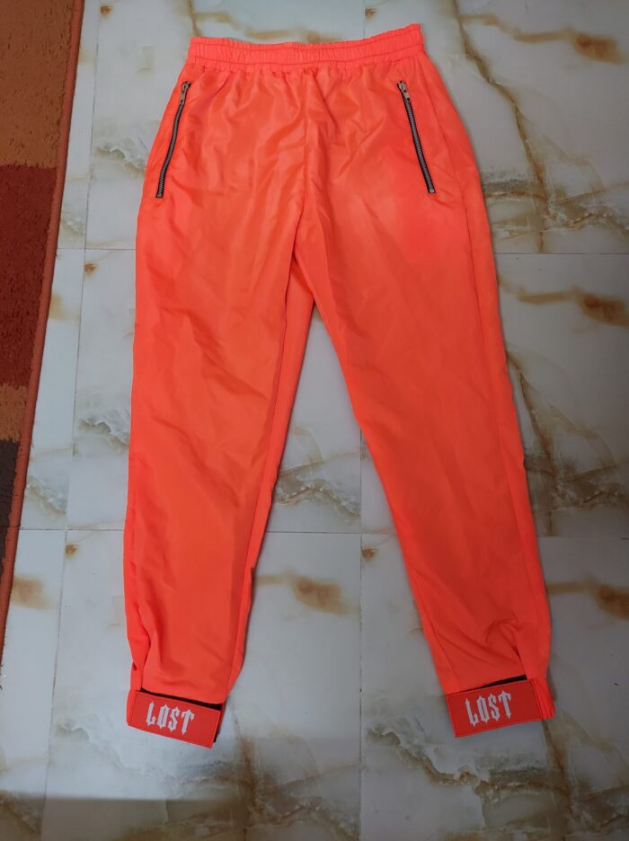 Vibrant Orange Polyester Trousers